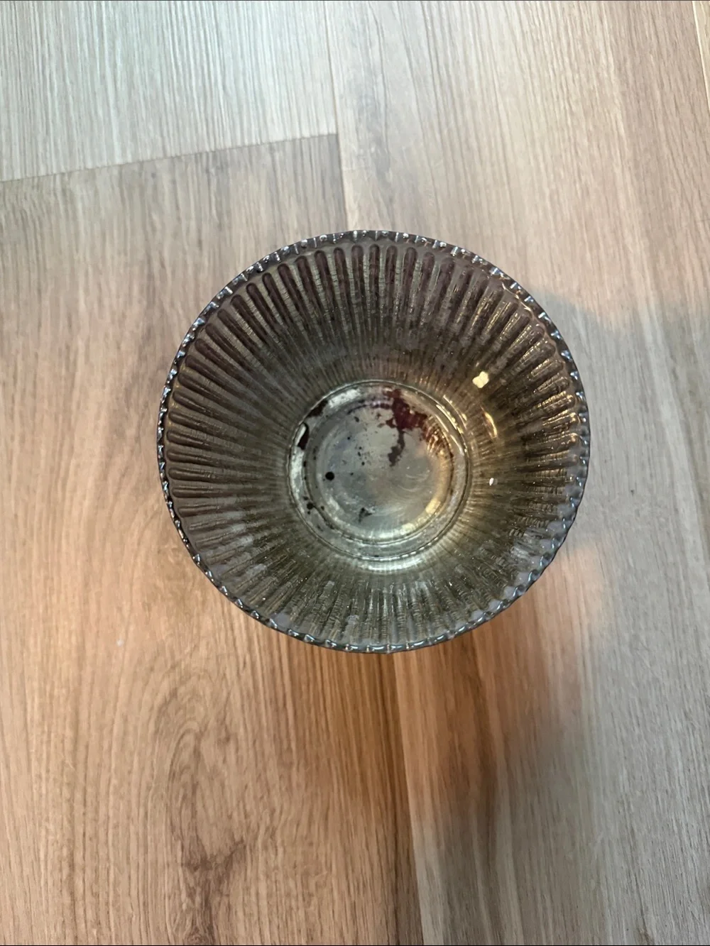 Purple Ribbed Glass Vase - Brand Not Visible